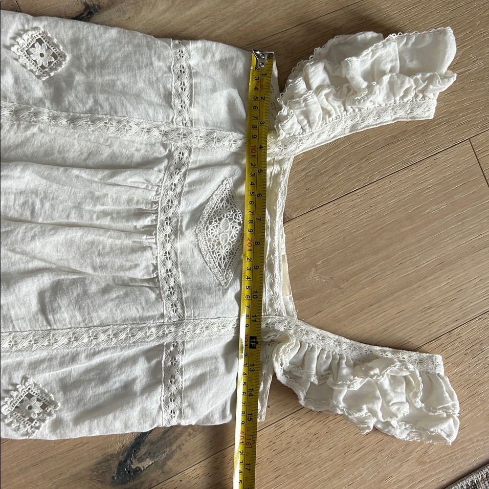 Sezane Cream Eyelet Square-Neck Ruffle Sleeve Top - Picture 6 of 7